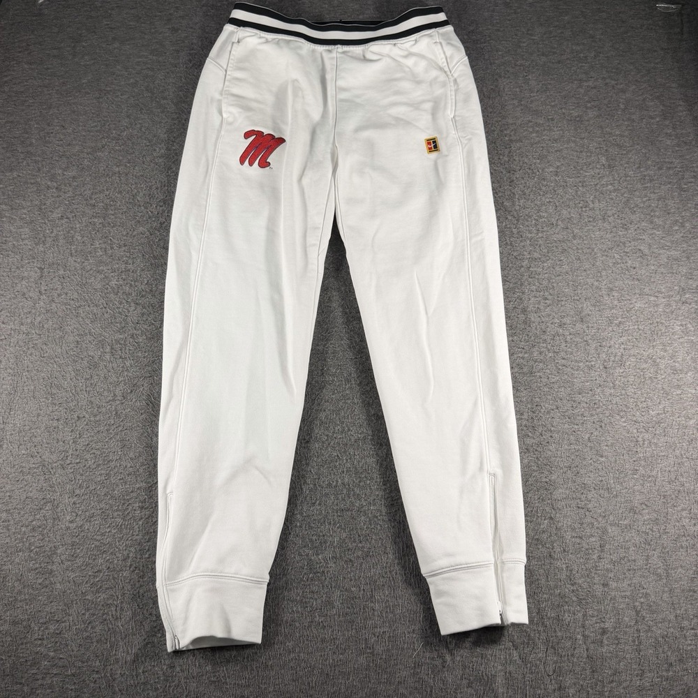Men's Nike Ole Miss Rebels Heritage Tennis Pants Size Medium White Zip Ankle